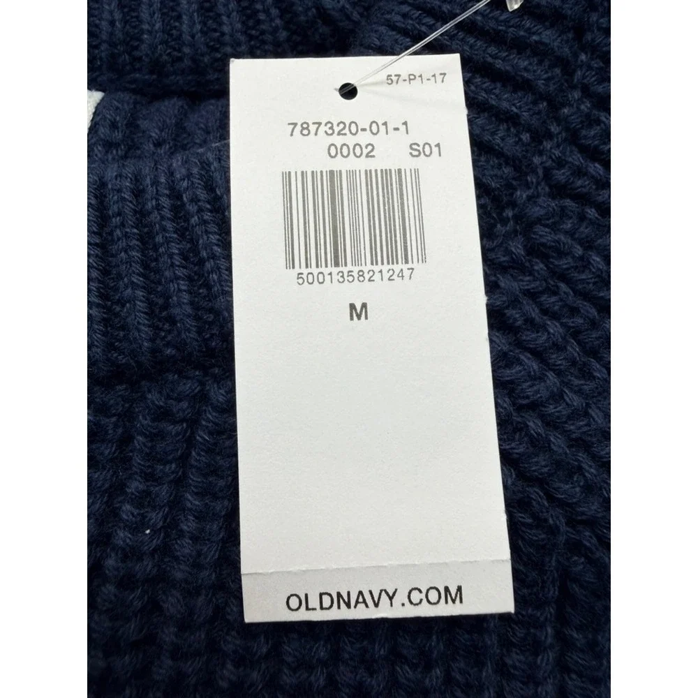 Old Navy Mens Navy Blue Cotton Shaker Stitch Raglan Crew Neck Sweater M